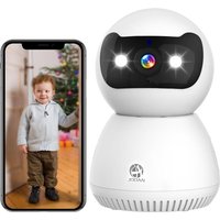 JOOAN 2K Full HD Security Camera with Full-Colour Night Vision, Two-Way Audio, Motion Detection, Tracking Recording, Remote Control via Mobile App, Nanny Monitoring, and Safety Surveillance for Family and Pets