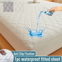 LeBonsoir Waterproof Mattress Protector, Home Quilted Double Mattress Protector 30 cm Extra Deep, Microfiber Fitted Mattress Cover Double Bed, Machine Washable Bed Cover (180 x 200cm), White