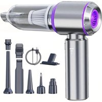 EAFC 16000PA Brushless 4-in-1 Powerful Hand Cordless Car Vacuum Cleaner6653 Cordless Auto Pet Vacuum Cleaner 6000mAh Clean Machine Tool Set 1-Touch Dust Removal, 3 Speed Brushless Motor Car Vacuum for Home/Kitchen/Office/Car/Pet Hair, Silver