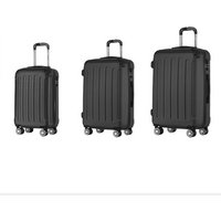 ochama ABS Black Luggage 3-Piece Set, Silent Universal Wheels, Combination Lock, Wear-resistant & Compression Resistant, 20+24+28 Inch, Budget airline friendly | Short journey | Family outing