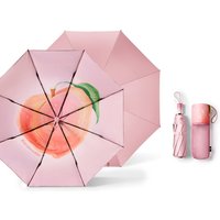Beneunder BM397 driemaal opvouwbare versterkte paraplu met zwarte coating, zonwerend en uv-werend, perzikroze