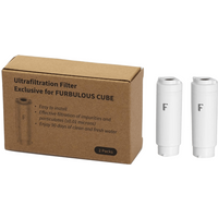 Furbulous 2-Pack UF Filters for Cube Automatic Pet Water Dispenser - Ultrafiltration with 99.99% E. coli Removal, 316 Stainless Steel Tray