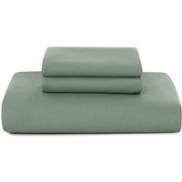 Beddengoed 155 x 220 cm, 90% katoen, groen, beddengoedsets 155 x 220 cm, 3-delig met 2 kussenslopen 80 x 80 cm, Oeko-Tex-beddengoed, groen met ritssluiting