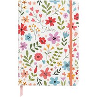 Jubiluu A5 Textured Hardcover Lined Notebook - 96 Sheets (100g offset paper), Bookmark & Elastic Band - Classic Cream Ruled Journal for Writing, School, Office, and Gifts-Wildflower