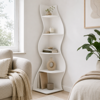 Tribesigns Corner Shelf, Modern 5-Tier Wall Corner Bookshelf, Stylish Corner Small Bookcase Storage Rack Plant Stand with Unique Shape for Living Room, Home Office (White, 1PC)