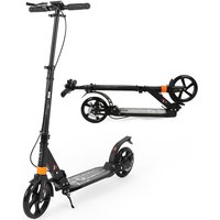 Scooter with 200mm PU Wheels, Adjustable Height, Max Weight Capacity 100kg, Suitable for Ages 10 and Above, for All Ages and Use, Black