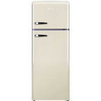 Amica FDR2213C Retro Style Top Mount Fridge Freezer – Cream | 55cm Wide | 144cm High | E Energy Rated | Chrome Handles