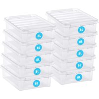 SmartStore 7,5 liter transparante kunststof opbergdozen met deksel - set van 10 - transparant - stapelbaar en in elkaar te passen - 10 jaar garantie - voedselveilig en BPA-vrij - clipsluiting - L40 x B30 x H11 cm