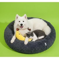 JOYFURNOS oft Pluche kalmerend hondenbenchkussen met afneembare, machinewasbare hoes, donkergrijs, 120 x 20 cm en kattenkussen