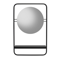 Croydex Mirror Furzton Round Shelf Storage Black 41.3x64.2cm