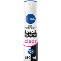 NIVEA Black & white invisible clear 72u anti-transpirant deodorant 150 ml