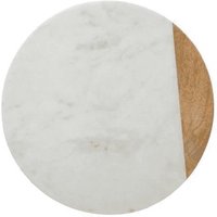 Draaiende serveerschaal Secret de Gourmet - Witte marmer en mango hout, 30 cm