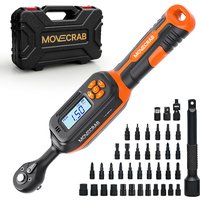 MoveCrab Digital Torque Wrench 1/4"Drive1.5-30Nm/1-22Ft lb with 40PCS Sockets Set LED Display Audible Alert for Bike Motorcycle
