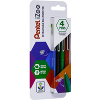 Pentel iZee Retractable Ballpoint 1.0mm Assorted Pack of 4