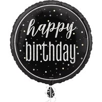 Unique Glitz Birthday Balloon, Black, 45cm