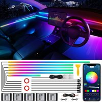 VGETTING acryl ledstripverlichting voor auto-interieur met draadloze app, Dreamcolor RGB 10-in-1 met 175 inch 600 leds glasvezel-sfeerverlichtingsset voor auto, ledstrip met tweezone geluidsactieve functie voor auto