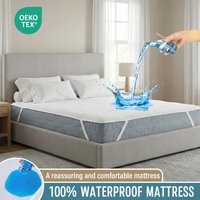 LeBonsoir Waterproof Mattress Protector, Breathable Mattress Topper, Non Slip with 4 Corner Elastics, Stain Protection, Washable, Water Proof,Crinkle-Free Mattress Topper, Breathable,100% Microfiber, White, 140 x 200cm
