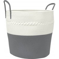 vidaXL Katoenen opbergmand - Grijs en wit, 43 x 38 cm