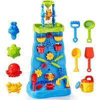 Double-Side Waterfall for Toddlers , Maze-Like Wall, 32pcs Sand & Water Tools Toy, Summer Holiday Activity, Christmas Birthday Gift