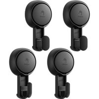 TAILI 4 Pack 360° Rotatable Powerful Suction Cup Shower Hooks for Towel, Loofah, Damage-free Hanging Versatile Wall Hooks for Inside Bathroom, Decoration, Removable Suction Holders, Easy to Use, Black