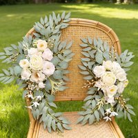 Wei's moment kunstbloemenguirlande voor boog, set van 2, voor welkomstborden op bruiloften, bloemenguirlande voor decoratie van borden bij bruiloftsreceptie en ceremonie (wit)