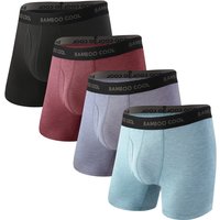 BAMBOO COOL Men's Ultra Breathable Underwear,No Riding Up Boxer Briefs with ComfortFlexible Waistband M (4 Pack)
