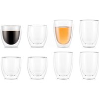 Bodum PAVINA Glasses Set of 8 - 4 x 0.25L & 4 x 0.35L - Double Walled Thermo Glasses