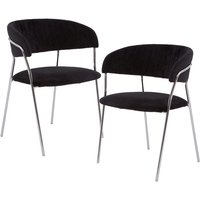 Interiors by Premier Dining Chair Tamzin Panelled Velvet Black/Chrome 2pcs