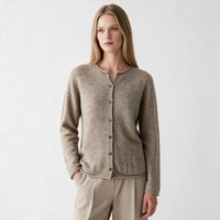 100% Cashmere Wool Crew Neck Long Sleeve Cardigan for Women - Camel Autumn Winter Knitwear Natural Light Camel One Size