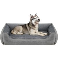 Ochama Dog bed linen look, raised edges, non-slip bottom, removable and washable cover, XXL, 120 x 90 x 30 cm, Light grey