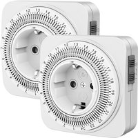 Dewenwils mechanische tijdschakelaar stopcontact, 24 uur mini analoge timer met 96 segmenten voor koffiemachines (2 stuks)