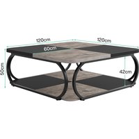 Tribesigns Square Coffee Table for Living Room, 100 x 100 x 50 cm, Living Room Table, Wood, Industrial Coffee Table for Living Room, Black Rustic Grey