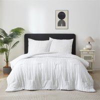 Meeallhome Dekbedset met verticale strepen, 200x200cm / 65x65cm*2, wit