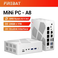 FIREBAT A8 Gaming Mini PC, Ryzen AI 9 365, 24GB DDR5, 1TB PCIe 4.0 SSD, Radeon 880M, USB4, OCuLink, 4K Quad Display, suitable for home office and commercial