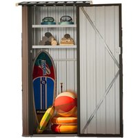Aoxun compacte tuinschuur met 2 planken (3 x 2,1 inch), buitenkast voor terras en gazon, afsluitbare deur voor een opgeruimde tuin, bruin