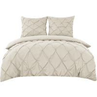 Duvet Cover & Kussensloop Set van Natuurlijk Linnen, Gekleurde Plissé Afwerking met Brushing, 135 x 200 cm + 80 x 80 cm x 1