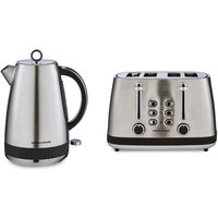 Morphy Richards Mexborough Jug Kettle and 4-Slice Toaster, 1.7L, Variable Browning Control, Black & Stainless Steel - 102901, 242901