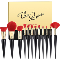 DUcare 12-Piece Matte Red Lipstick-Shaped Makeup Brush Set (Gift Box)