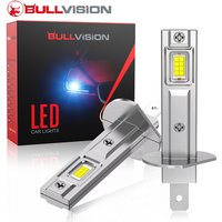 Bullvision 2pcs Pack, H1 Car LED Light, Plug-N-Play, 1:1 Mini Design, 6000K White 15000LM Brighter LED Bulbs for Cars,Headlight Bulb Design Wireless