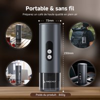 AMZCHEF 2-in-1 draagbaar koffiezetapparaat | 9000 mAh oplaadbare reis-espressomachine voor NS-capsules en gemalen koffie | elektrische espressomaker met snelle verwarming en slim display voor kamperen, auto en reizen
