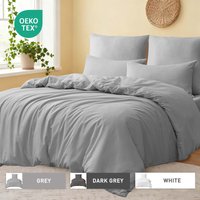 LeBonsoir Light Gray Duvet Cover Set,220x200cm/50x75cmx2 Soft Double Brushed Bedding Set, with Zip, 3 Pieces, Includes 1 Duvet Cover & 2 Pillowcases,NO Comforter