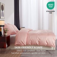Meeallhome katoenen satijnen dekbedovertrekset 155*200 cm/65*65 cm*2 roze