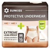 SUNKISS Luiers voor volwassenen en dames, wegwerpbroekje, incontinentie, absorberende slip na de bevalling en zwangerschap, maximale bescherming van de urinewegen, beige, maat M, 16 stuks