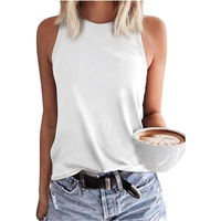 Women's Tank Tops Sleeveless Crewneck Shirts Summer Casual Basic Tops (White, L)