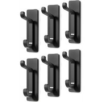 JORDAN&JUDY No-Drill Strong Adhesive Hooks, 6-Pack, Stainless Steel, Damage-Free, Over-Door Storage, Black