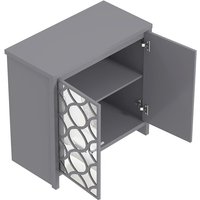 Galano Iris 2 Door Sideboard – Storage Cabinet for Living Room & Kitchen – Space Saving Side Unit with Arylic Mirror Doors, Modern Side Board Organizer - Grey