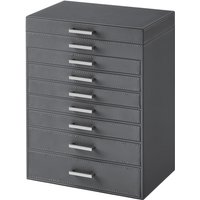 Ochama Slate Grey Jewellery Case – 8 Tiers, Large Mirror, 7 Drawers, High Capacity – Modern Storage Organiser, Perfect Gift for Loved Ones, 29x20.2x36.7cm