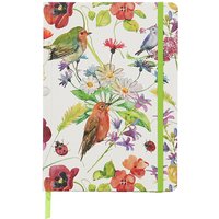 Jubiluu A5 Hardcover Notebook with Lined Pages - 96 Sheets (100g offset paper), Bookmark & Elastic Band -Classic Cream Ruled Journal for Writing, School, Office, and Gifts-Bird & Blossom Collage