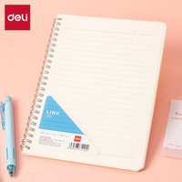 Deli A5 spiraalnotitieboek met PP-omslag: 60 pagina’s 70gsm papier, 8-lijns indeling – perfect voor school en werk, 4-pack