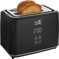 FRITEL Broodrooster TO 2995 - Stijlvolle Broodrooster - 2 Sleuven - 7 Toastniveaus - 850W - Touch Display - Mat Zwart - Uitneembare Kruimellade + Broodjesrek